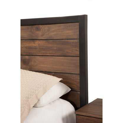 Weston Mahogany Headboard in Rustic Pine with Black Frame – view 3