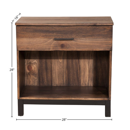Weston Rustic Farmhouse Nightstand with Drawer and Storage Shelf – view 5