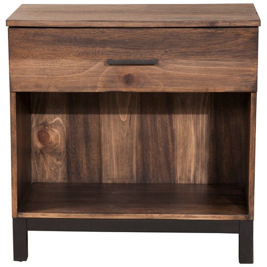 Weston Rustic Farmhouse Nightstand with Drawer and Storage Shelf – view 3