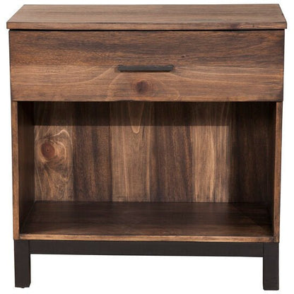 Weston Rustic Farmhouse Nightstand with Drawer and Storage Shelf – view 3