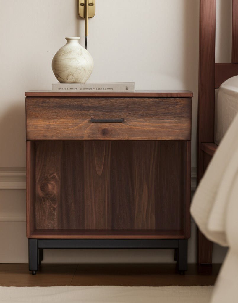 Weston Rustic Farmhouse Nightstand with Drawer and Storage Shelf – view 2