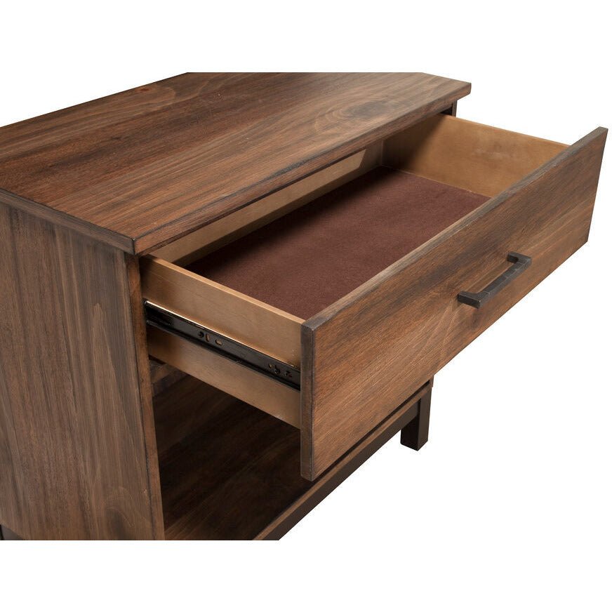 Weston Rustic Farmhouse Nightstand with Drawer and Storage Shelf – view 4