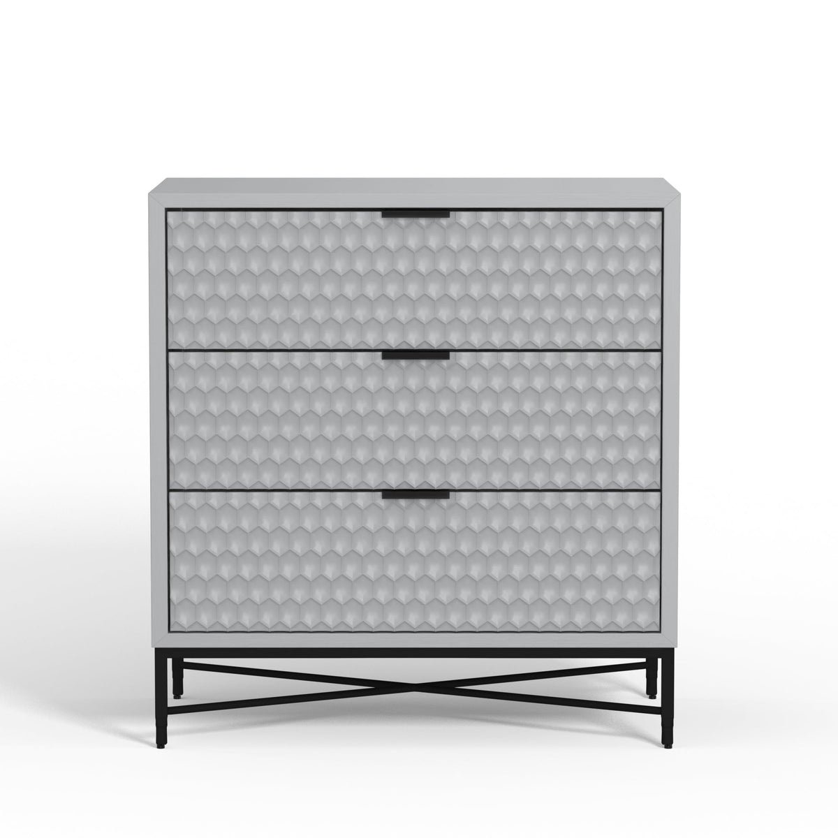 White Pearl 3-Drawer Accent Chest with Gold Metal Base – view 19