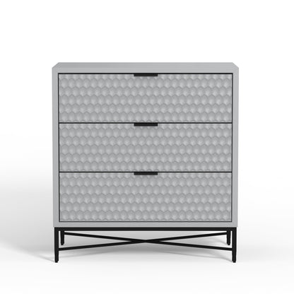 White Pearl 3-Drawer Accent Chest with Gold Metal Base – view 19
