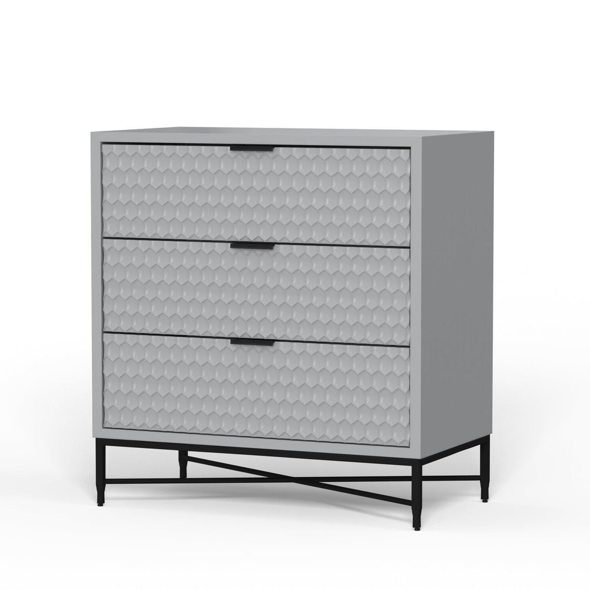 White Pearl 3-Drawer Accent Chest with Gold Metal Base – view 20