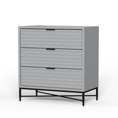 White Pearl 3-Drawer Accent Chest with Gold Metal Base – view 20