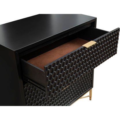 White Pearl 3-Drawer Accent Chest with Gold Metal Base – view 13