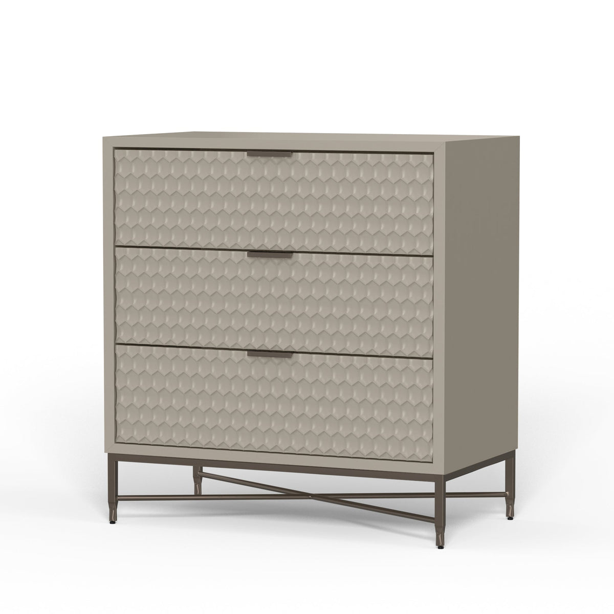 White Pearl 3-Drawer Accent Chest with Gold Metal Base – view 16