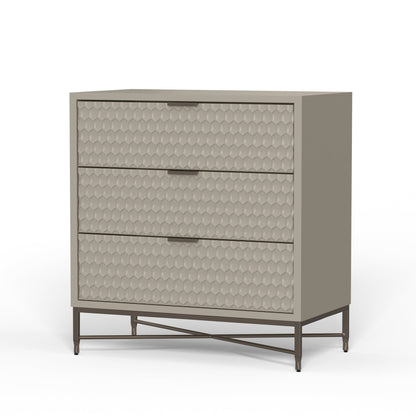 White Pearl 3-Drawer Accent Chest with Gold Metal Base – view 16