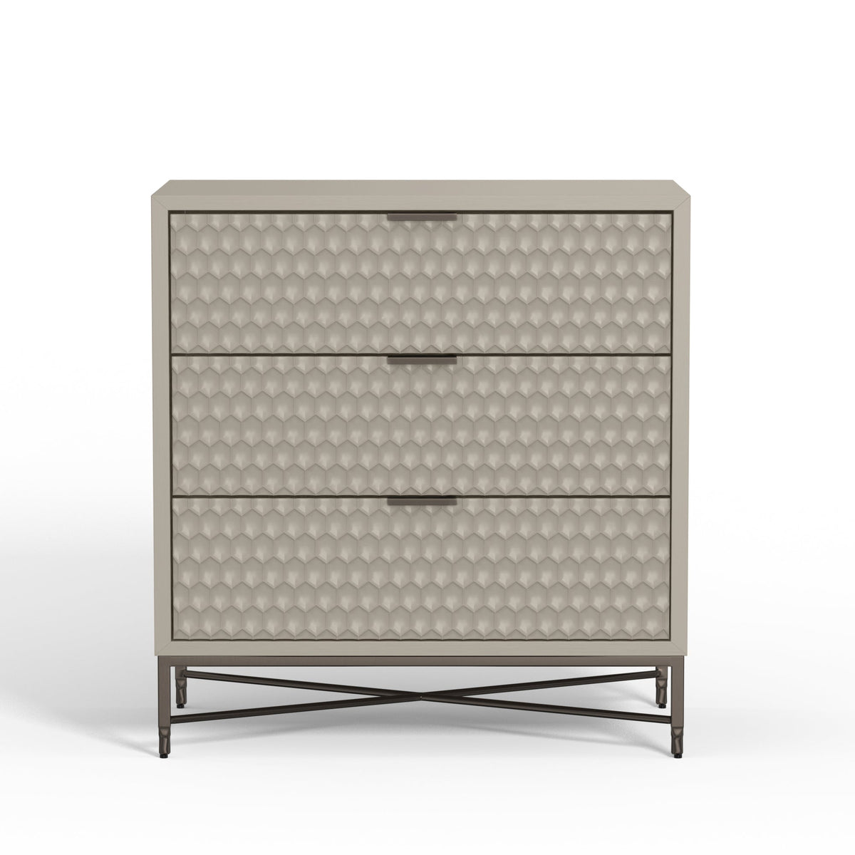 White Pearl 3-Drawer Accent Chest with Gold Metal Base – view 15