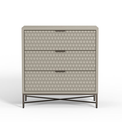 White Pearl 3-Drawer Accent Chest with Gold Metal Base – view 15