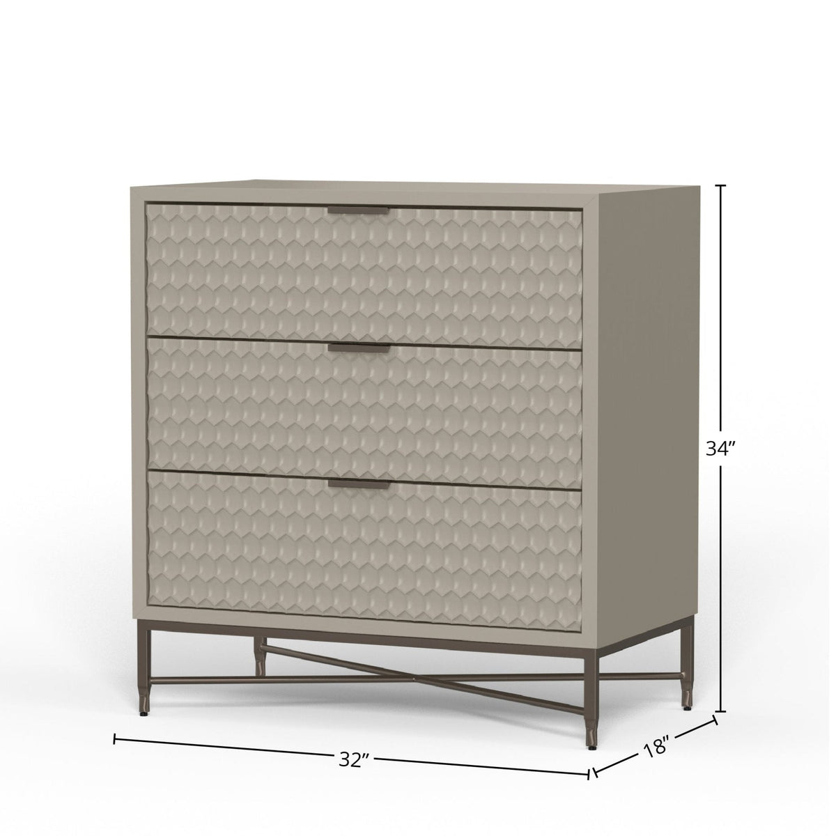 White Pearl 3-Drawer Accent Chest with Gold Metal Base – view 17