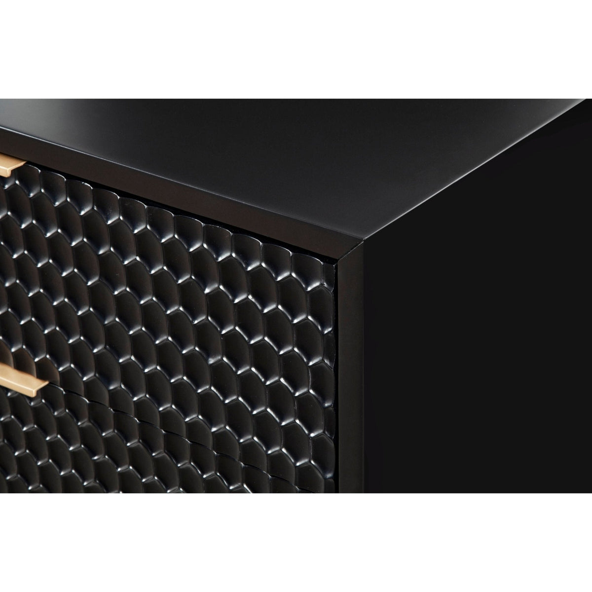 White Pearl 3-Drawer Accent Chest with Gold Metal Base – view 12