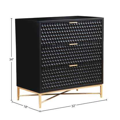 White Pearl 3-Drawer Accent Chest with Gold Metal Base – view 11