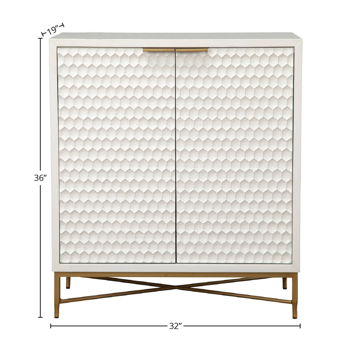 White Pearl Contemporary Bar Cabinet with Gold Metal Base – view 8