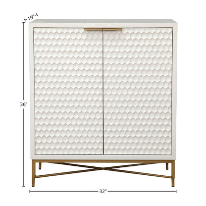 White Pearl Contemporary Bar Cabinet with Gold Metal Base – view 8