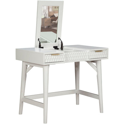 White Pearl Bedroom Vanity Desk with Textured Drawer Front – view 6