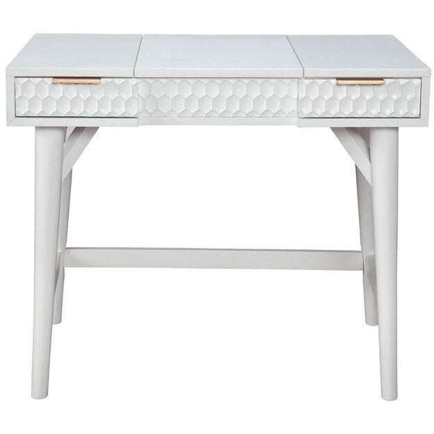 White Pearl Bedroom Vanity Desk with Textured Drawer Front – view 3