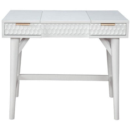 White Pearl Bedroom Vanity Desk with Textured Drawer Front – view 3
