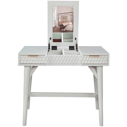 White Pearl Bedroom Vanity Desk with Textured Drawer Front – view 4