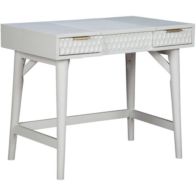 White Pearl Bedroom Vanity Desk with Textured Drawer Front – view 5