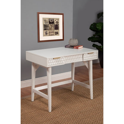 White Pearl Bedroom Vanity Desk with Textured Drawer Front – view 2