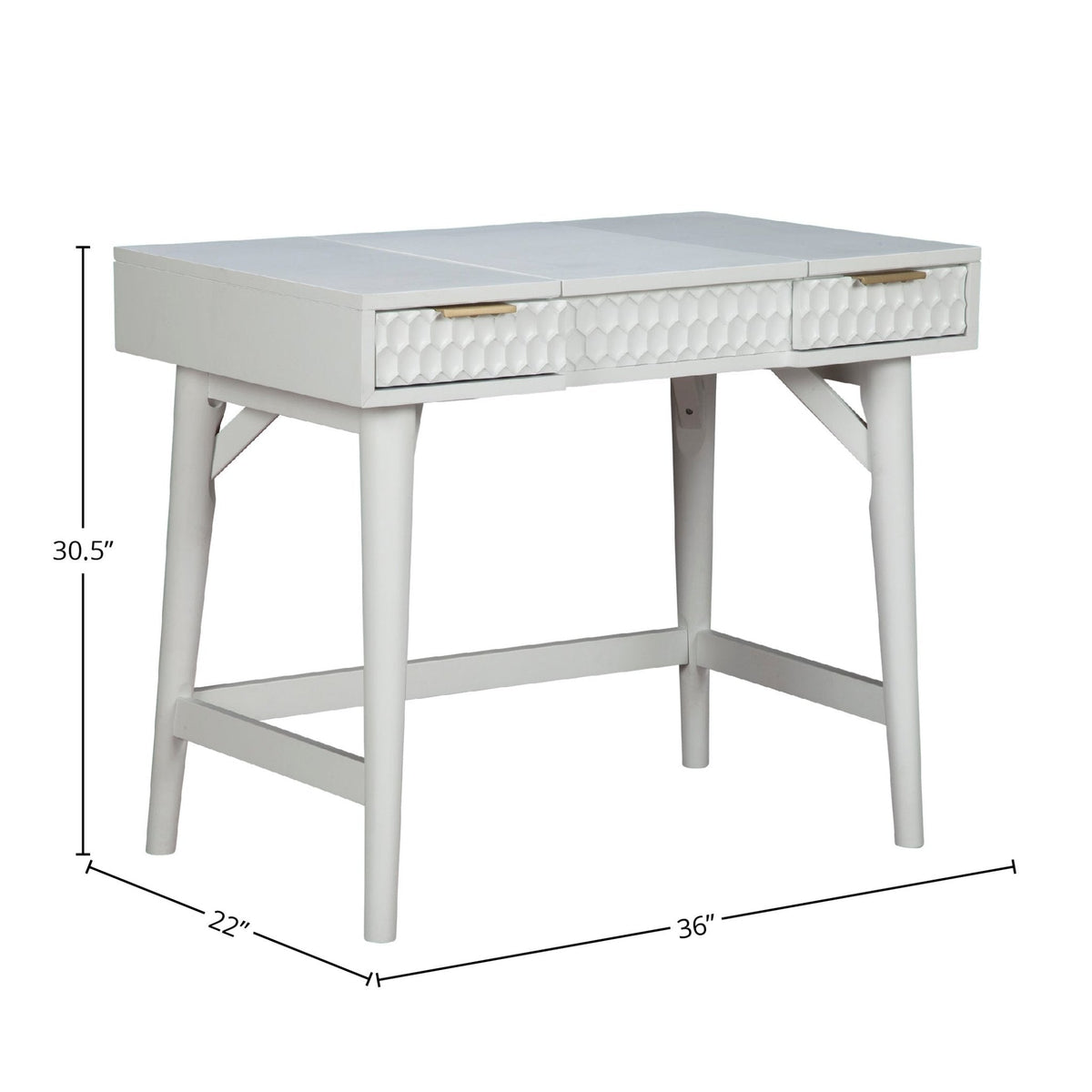 White Pearl Bedroom Vanity Desk with Textured Drawer Front – view 10