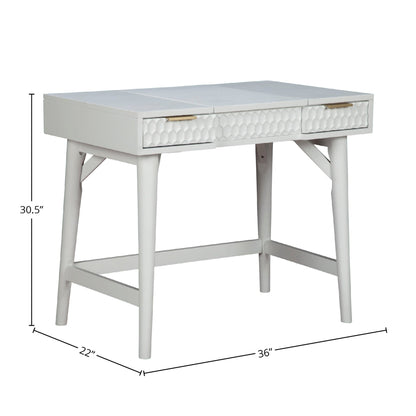 White Pearl Bedroom Vanity Desk with Textured Drawer Front – view 10
