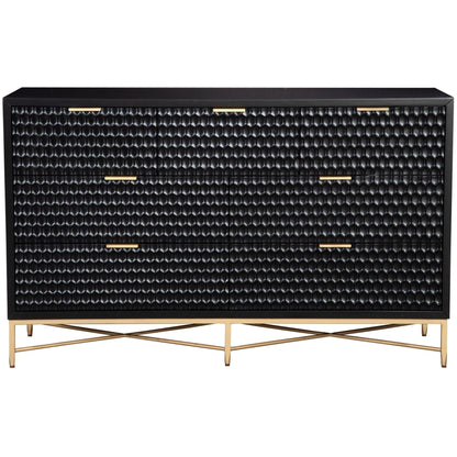 White Pearl 7-Drawer Dresser with Gold Handles and Metal Base – view 11