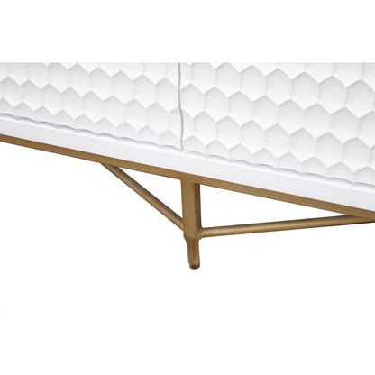 White Pearl 7-Drawer Dresser with Gold Handles and Metal Base – view 5