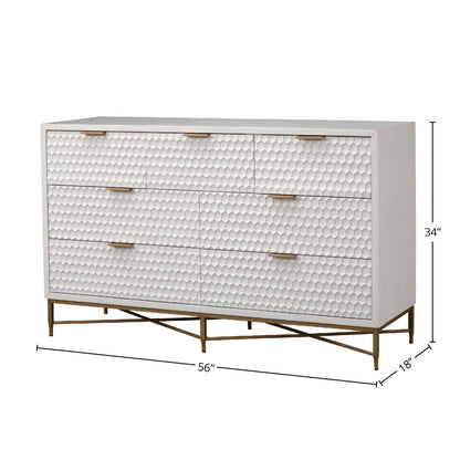 White Pearl 7-Drawer Dresser with Gold Handles and Metal Base – view 22