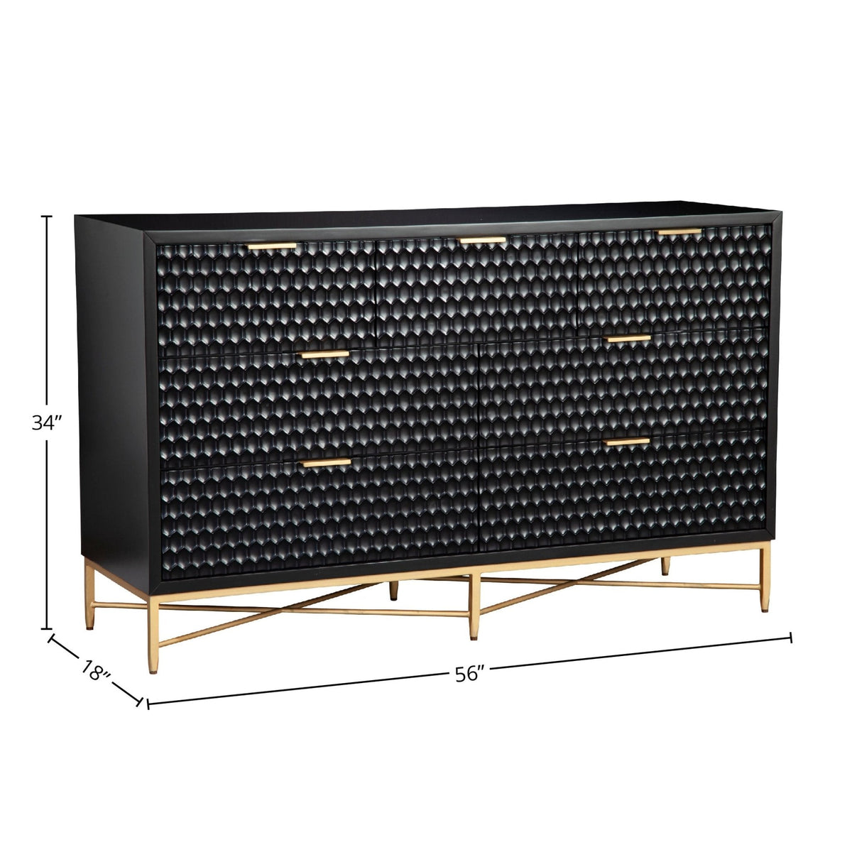 White Pearl 7-Drawer Dresser with Gold Handles and Metal Base – view 23