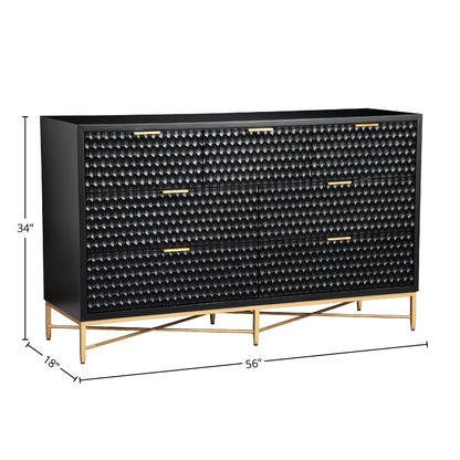 White Pearl 7-Drawer Dresser with Gold Handles and Metal Base – view 23