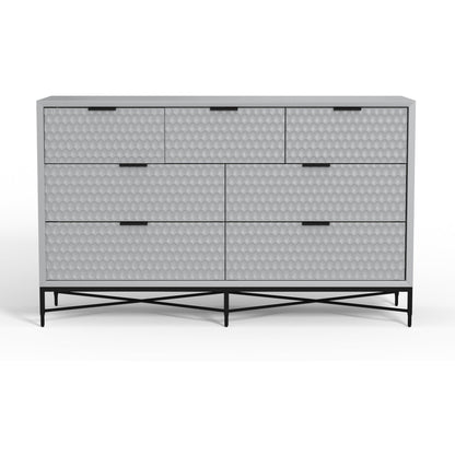 White Pearl 7-Drawer Dresser with Gold Handles and Metal Base – view 20