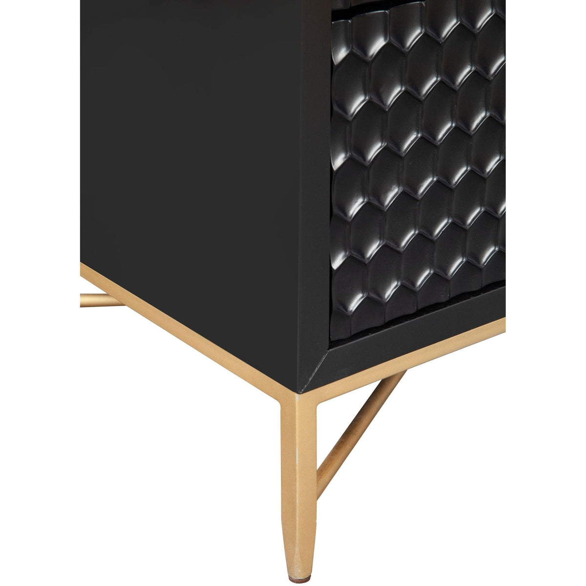 White Pearl 7-Drawer Dresser with Gold Handles and Metal Base – view 14