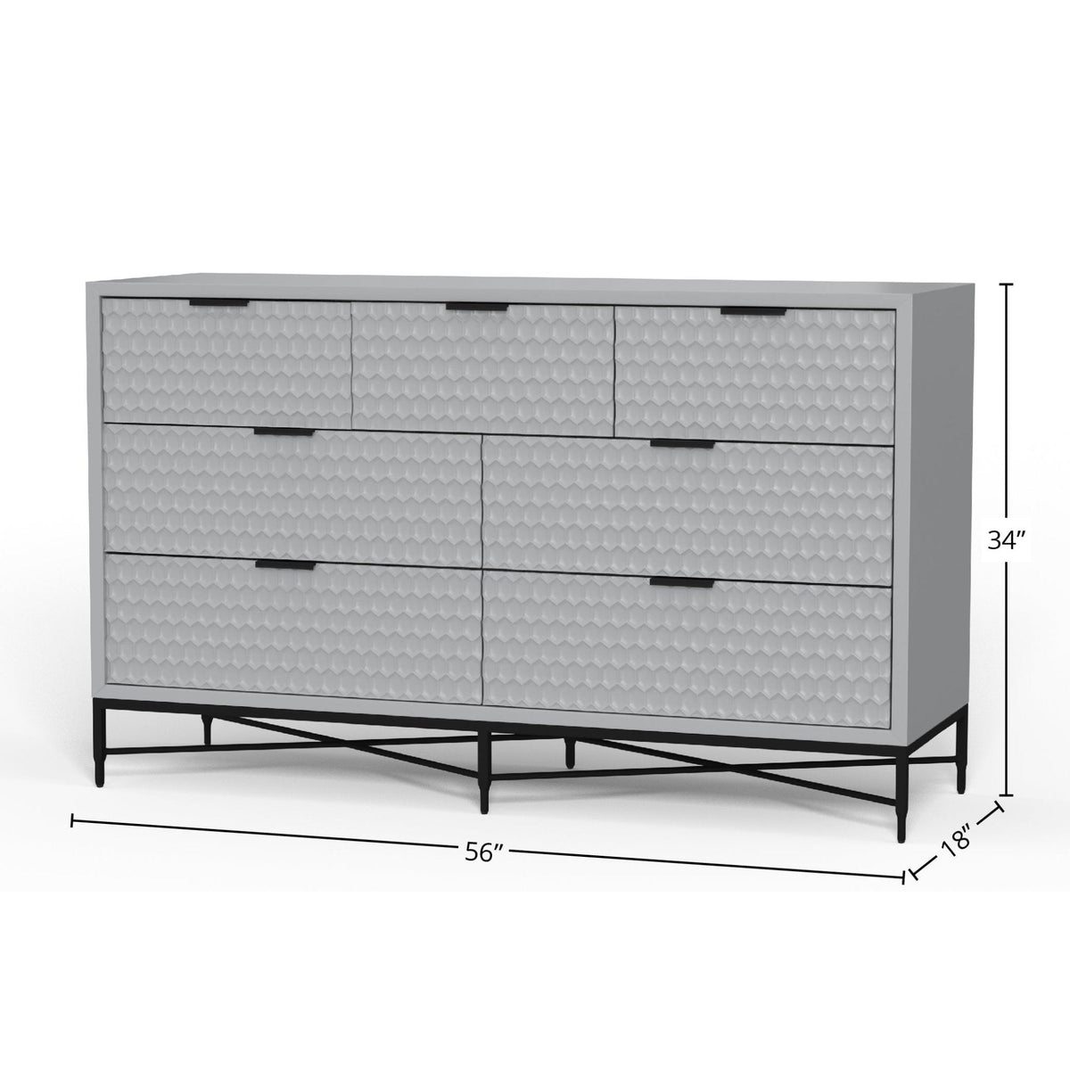 White Pearl 7-Drawer Dresser with Gold Handles and Metal Base – view 25