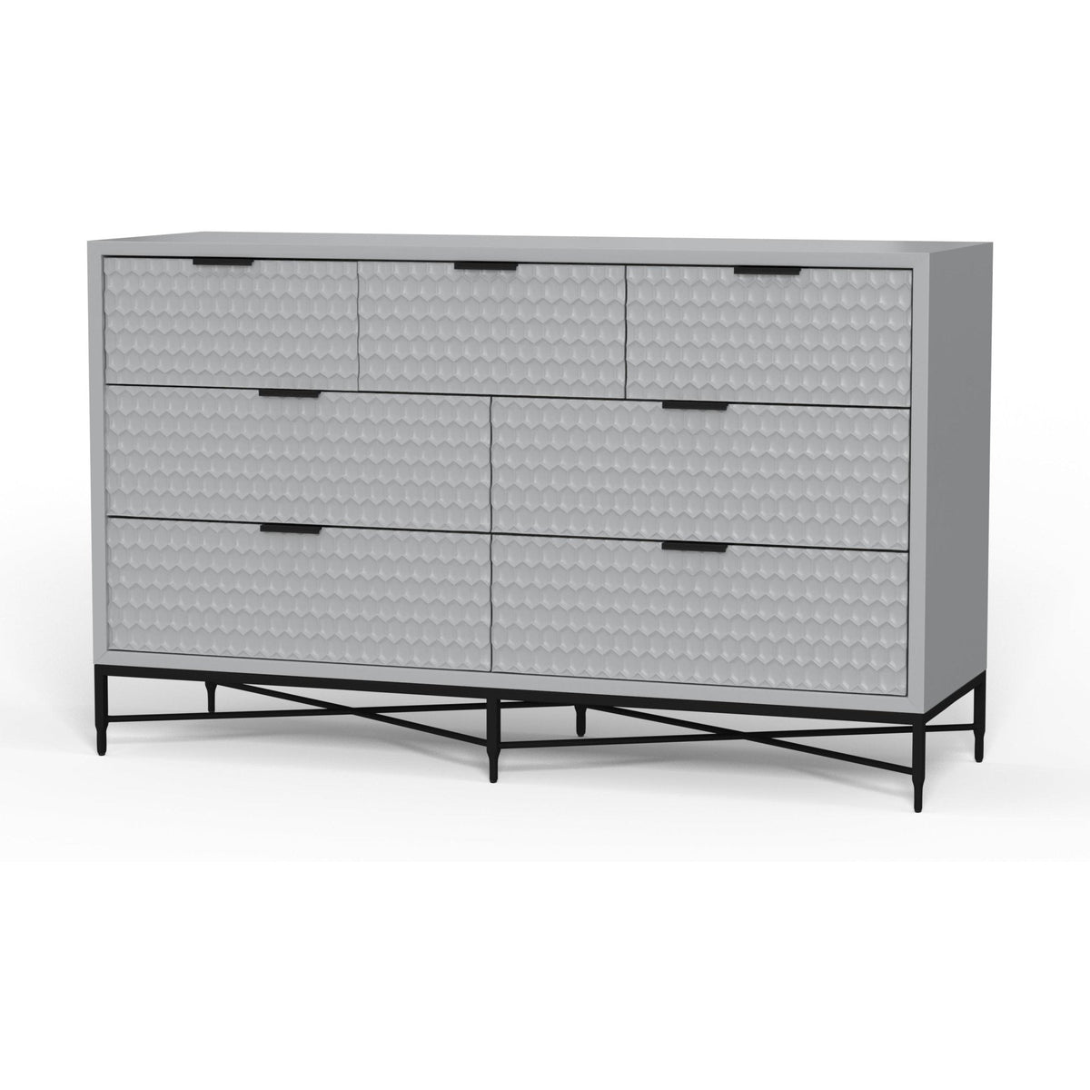 White Pearl 7-Drawer Dresser with Gold Handles and Metal Base – view 21