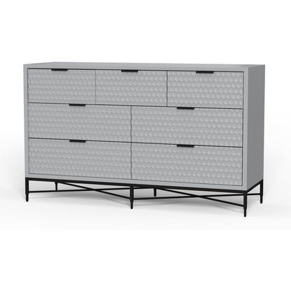 White Pearl 7-Drawer Dresser with Gold Handles and Metal Base – view 21