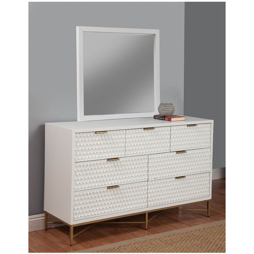 Mahogany & White Pearl Dresser with Mirror