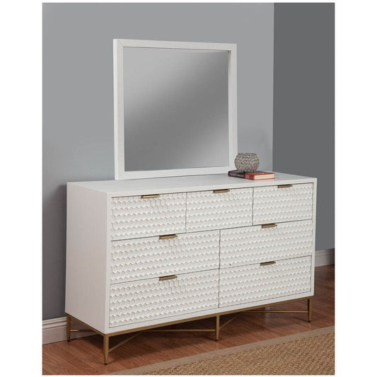 Mahogany & White Pearl Dresser with Mirror