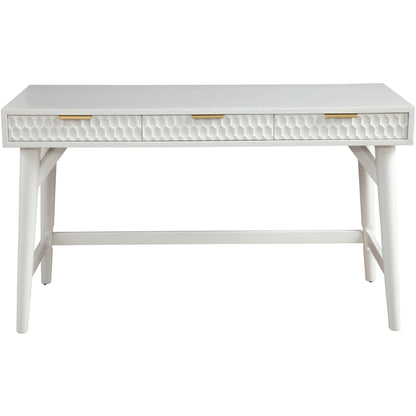 White Pearl Large Desk with 3 Drawers and Gold Accent Handles – view 3