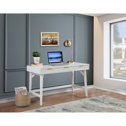 White Pearl Large Desk with Gold Accents
