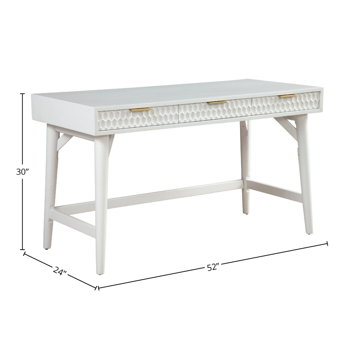 White Pearl Large Desk with 3 Drawers and Gold Accent Handles – view 9