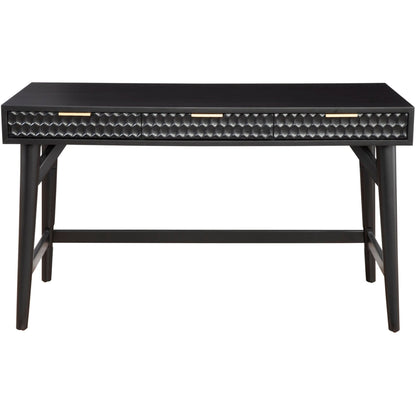 White Pearl Large Desk with 3 Drawers and Gold Accent Handles – view 6