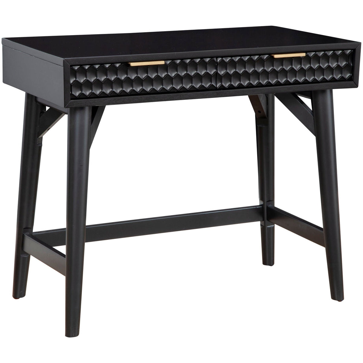 White Pearl Mini Desk with 2 Drawers and Gold Accent Handles – view 8