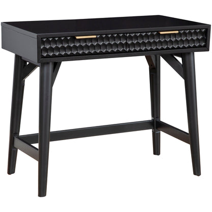 White Pearl Mini Desk with 2 Drawers and Gold Accent Handles – view 8