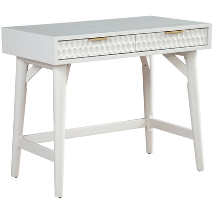 White Pearl Mini Desk with 2 Drawers and Gold Accent Handles – view 2