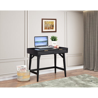 White Pearl Mini Desk with 2 Drawers and Gold Accent Handles – view 5