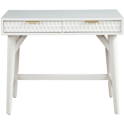 White Pearl Mini Desk with 2 Drawers and Gold Accent Handles – view 3