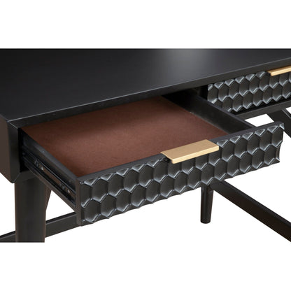 White Pearl Mini Desk with 2 Drawers and Gold Accent Handles – view 7
